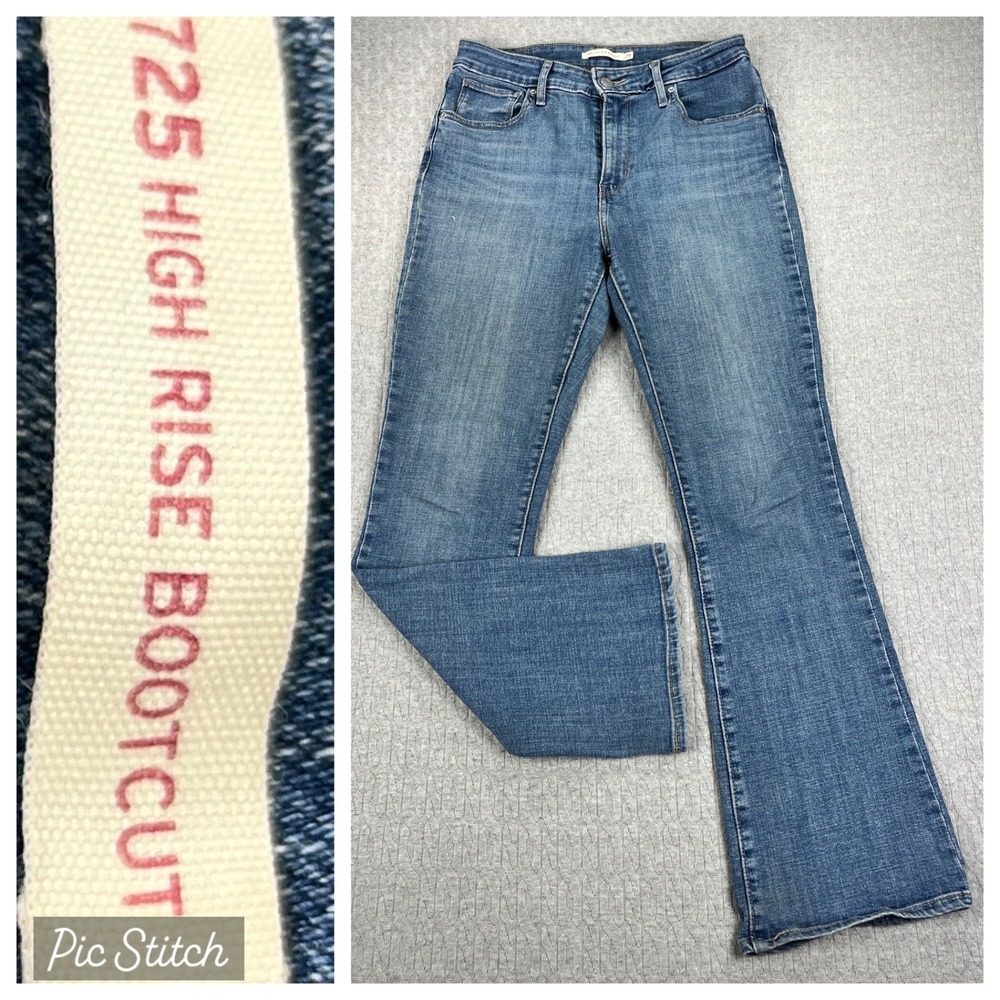 Levi's 725 High Rise Bootcut Jeans Women 29/27X29 Blue Medium Wash Stretch Denim